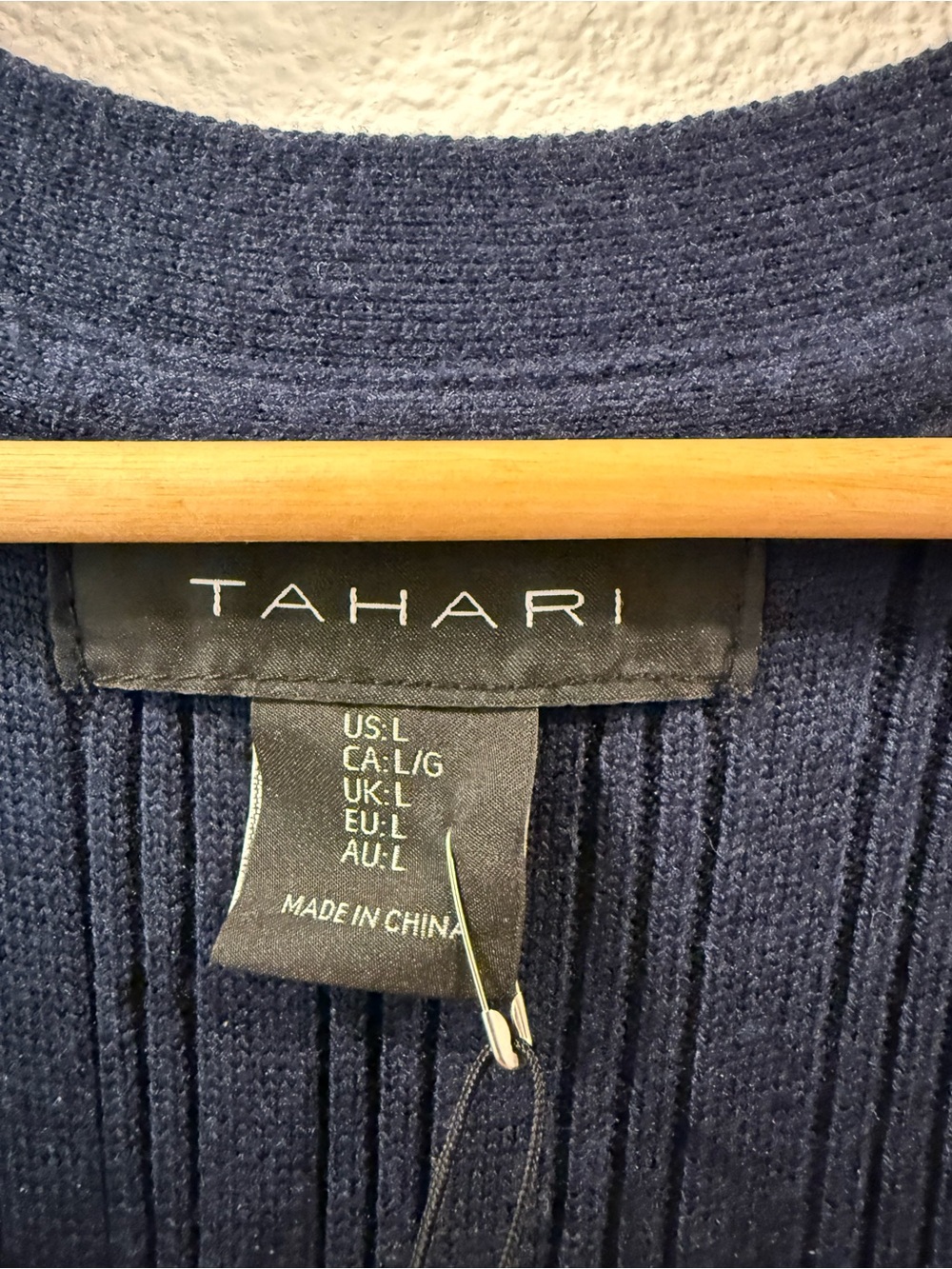 Tahari Navy Sleeveless Ribbed Knit Midi Dress with Gold Buttons Large - Picture 2 of 4